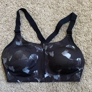 Black and Gray Patterned Sports Bra